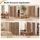 5.5 FT tall room divider with wave cutout patterns in brown, ideal for creating privacy in dining rooms, living rooms, or offices.