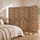 6-panel room divider made of paulownia wood features artistic wave cutouts, ideal for creating privacy in any room.