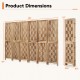 6-panel room divider with wave cutout design, made of paulownia wood, ideal for creating privacy in various spaces.