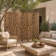 Tall 5.5 FT room divider with wave cutout patterns and premium paulownia frame, ideal for creating privacy in any space.