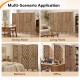 6-panel room divider made of paulownia wood with wave cutout design, ideal for privacy in dining, living, bedroom, or office.