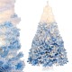 8-foot artificial Christmas tree with gradient blue color, warm white LED lights, and snow flocking for festive decor.