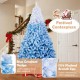 8-foot artificial Christmas tree with blue gradient design, 1774 flocked branch tips, and warm white LED lights for.