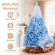 8-foot artificial Christmas tree in blue gradient, featuring 470 warm white LED lights and flame-retardant PVC material.