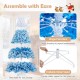 8-foot artificial Christmas tree with warm white LED lights, featuring a hinged structure and foldable metal stand for.
