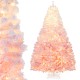 7-foot artificial Christmas tree with warm white LED lights, featuring a gradient color and thick snow flocking for.