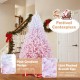 7-foot artificial Christmas tree with pink gradient design, 1264 flocked branch tips, and warm white LED lights for.