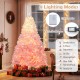 7-foot artificial Christmas tree with warm white LED lights, featuring 8 lighting modes and snow flocking for festive.
