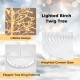 Lighted birch twig tree with 240 warm white LED lights and a weighted cement base, perfect for holiday decor.