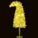 Whimsical 5 FT Christmas tree with bendable top, snow flocking, warm white LED lights, perfect for festive corner.