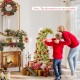 Whimsical 5 FT Christmas tree showcasing a bendable top and snow-flecked branches, ideal for creating festive holiday.