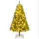 5-foot artificial Christmas tree with 400 warm white LED lights, featuring hinged branches for easy setup and storage.
