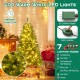 5-foot artificial Christmas tree with 400 warm white LED lights, featuring 7 lighting modes and a hinged design for.