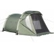 Inflatable camping tent for 5-7 people in green with screened porch, waterproof fabric, and durable fiberglass poles.