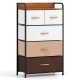 5-drawer fabric dresser in multicolor with removable bins, strong metal frame, ideal for living room or bedroom storage.