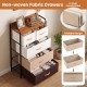 5-drawer fabric dresser with removable bins in multicolor, featuring a sturdy metal frame and foldable design for.