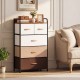 5-drawer fabric dresser with removable bins in multicolor, featuring a strong metal frame for durability and easy.