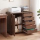 5-drawer storage cabinet on wheels in brown, showcasing a side view with silent drawer slides and a wide top for.