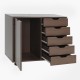 5-drawer storage cabinet on wheels in brown with a door cabinet and wide top for versatile workspace organization.