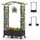 Self-watering planter box with lattice trellis and curved roof, brown PP rattan, ideal for outdoor gardening and plant.
