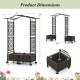 Self-watering planter boxes with lattice trellis and curved roof, featuring brown PP rattan panels for outdoor.