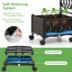 Self-watering planter box with lattice trellis and roof, featuring a durable brown design for vibrant plant growth.