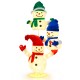 Stacked snowman Christmas decoration featuring 3 snowmen in hats, 110 LED lights, suitable for indoor and outdoor use.