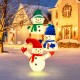 Stacked snowman Christmas decoration with 110 LED lights, featuring three snowmen in hats and scarves for outdoor.