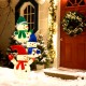 Three cheerful stacked snowmen with hats illuminated by 110 LED lights, perfect for festive outdoor holiday displays.
