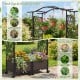 Raised garden bed with lockable wheels, arch top trellis, and two planter boxes for flowers and vegetables.