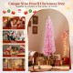 5-foot pink artificial Christmas tree with 328 branch tips, perfect for small spaces in homes, offices, or schools.