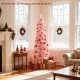 5 feet pink artificial Christmas tree with 328 branch tips, perfect for home decoration and compact spaces.