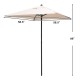 Beige 5 feet square patio market umbrella with a sturdy steel frame and 4 ribs, ideal for backyard and poolside use.