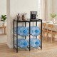 5-gallon water jug holder in black with space for 4 bottles and a slatted shelf for coffee essentials in home or office.