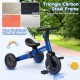 Blue 5-in-1 toddler bike with a triangle carbon steel frame, removable pedals, and wear-resistant wheels for versatile.