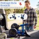 5-in-1 toddler bike in blue, featuring a quick-fold design for easy storage and travel, shown in a compact position.