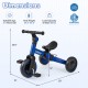 Blue 5-in-1 toddler bike with removable pedals, adjustable handlebar, and wear-resistant wheels for ages 2-4 years.