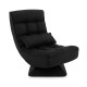 Black 5-level adjustable floor chair with a 360° swivel base and massage pillow, perfect for gaming or relaxation.