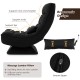 Black 5-level adjustable swivel floor chair with massage pillow, designed for comfort during reading, gaming, or yoga.