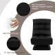 Adjustable 360° swivel floor chair in black with a thick padded cushion and massage pillow for versatile comfort.