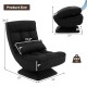 5-level adjustable black floor chair with massage pillow, 360° swivel base, ideal for gaming or relaxing.