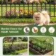 Decorative metal garden fence with fleur-de-lis finials, ideal for protecting plants from small animals in various configurations.