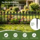 Decorative metal garden fence with fleur-de-lis finials, 9 ft length, ideal for plant protection and no-dig installation.
