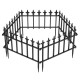 Decorative metal garden fence with fleur-de-lis finials, ideal for protecting plants in various configurations.