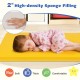 Toddler nap mat with 2" high-density sponge filling, soft yellow PU leather, ideal for school and daycare use.