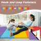 5-panel folding gymnastics mat for kids in vibrant colors, featuring hook and loop fasteners for easy combination.