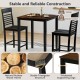 Counter-height dining table set with rubber wood frame, featuring 4 ergonomic chairs and sturdy triangular structure.