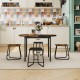 Round 47-inch kitchen table with 4 stools in brown and black, perfect for small spaces and stylish dining.