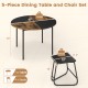 5-piece dining set featuring a 47-inch round table with 4 contrasting stools, ideal for small spaces and easy to clean.