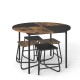 Round 47-inch dining table with 4 contrasting stools, ideal for small spaces, featuring a sturdy metal frame.